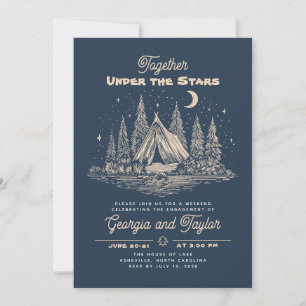 Whimsical Camping Under the Stars Engagement Party Invitation