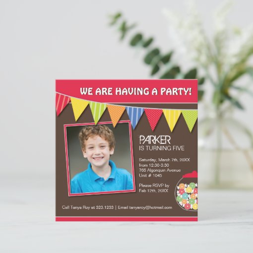 Whimsical Candy Birthday Party Invitation | Zazzle