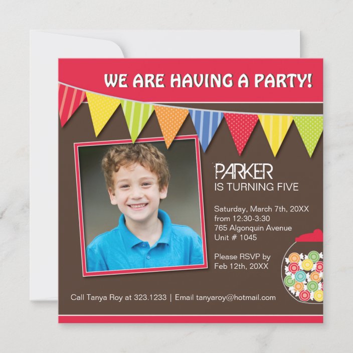 Whimsical Candy Birthday Party Invitation | Zazzle.com