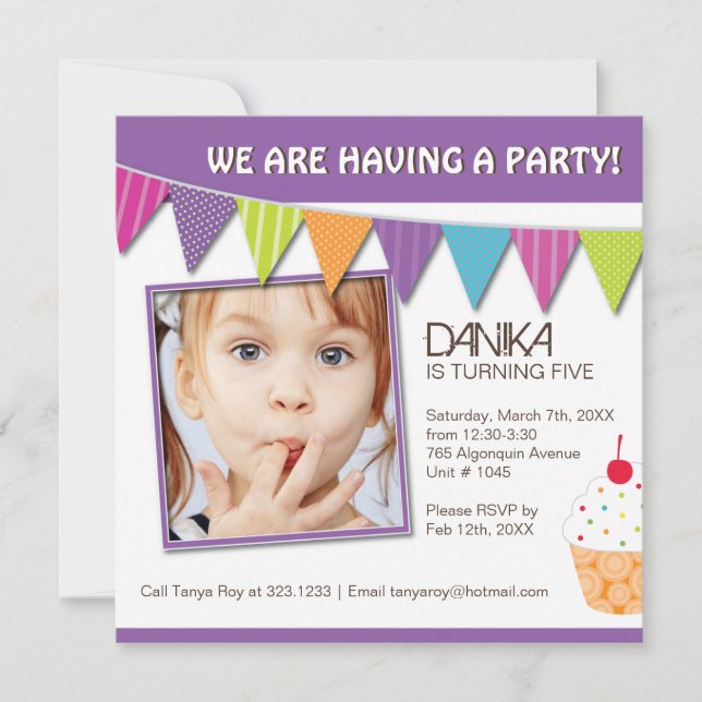 Whimsical Candy Birthday Party Invitation (Front)