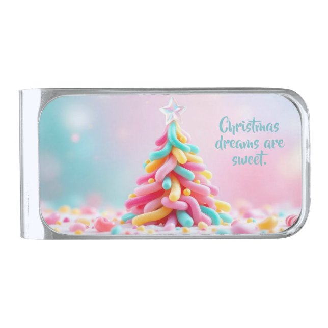 Whimsical Candy Tree Silver Finish Money Clip (Front)