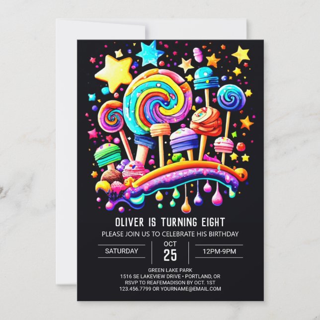 Whimsical Candyland Birthday Invitation (Front)