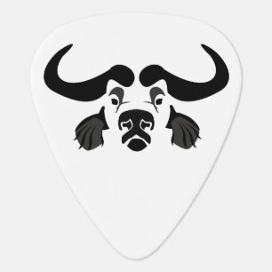 Whimsical Cape Buffalo, in Black Ink Guitar Pick