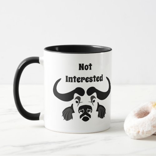 Whimsical Cape Buffalo in Black Ink Throw Pillow Mug