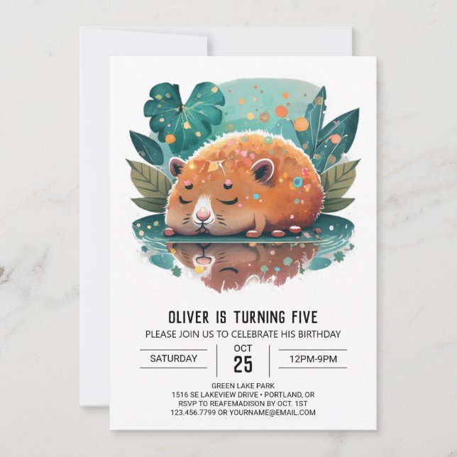 Whimsical Capybara Delight Birthday Invitation (Front)