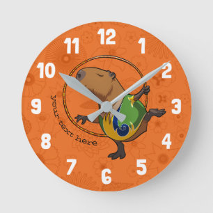 Whimsical Capybara Gymnastics Artwork Gymnast Gift Round Clock