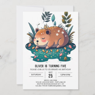 Whimsical Capybara Haven Birthday Invitation
