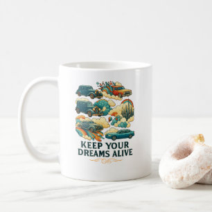 Whimsical Car & Rainbow Mug
