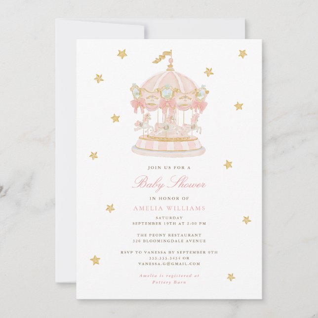 Whimsical Carousel Baby Shower Invitation (Front)