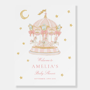 Whimsical Carousel Baby Shower Welcome Sign