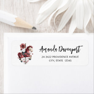 Whimsical Carousel Horse Image Address Label