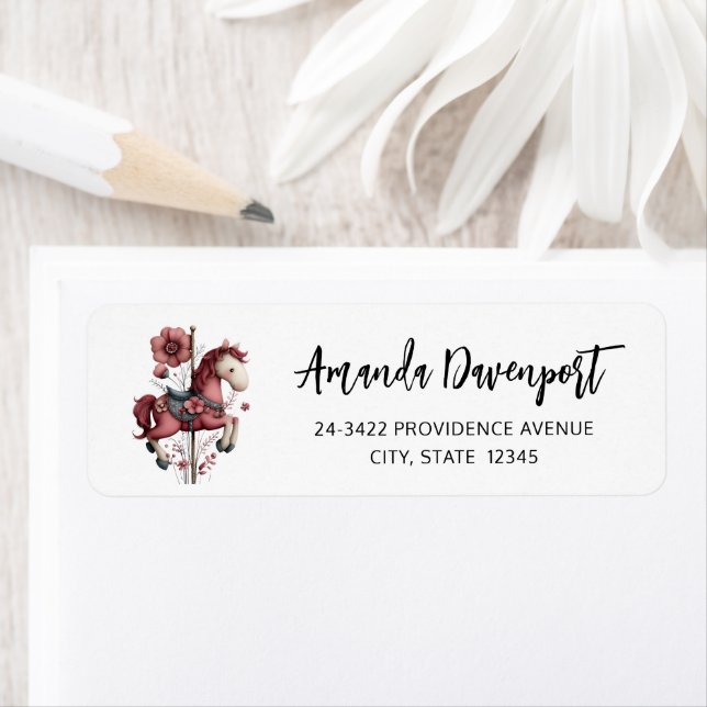 Whimsical Carousel Horse Image Address Label (Insitu)