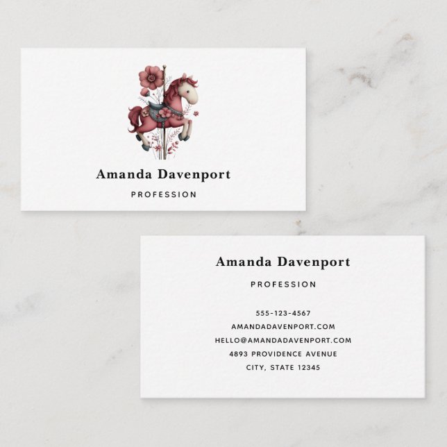 Whimsical Carousel Horse Image Business Card (Front/Back)