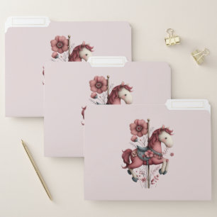 Whimsical Carousel Horse Image File Folder