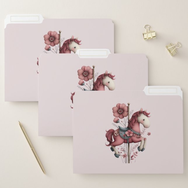 Whimsical Carousel Horse Image File Folder (Set)