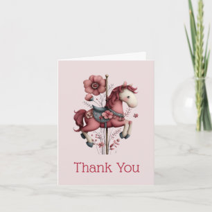 Whimsical Carousel Horse Image Letterpress Thank You Card