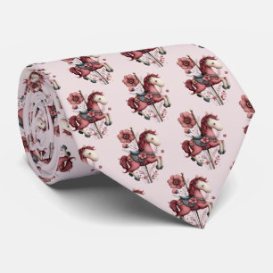 Whimsical Carousel Horse Image Pattern Neck Tie