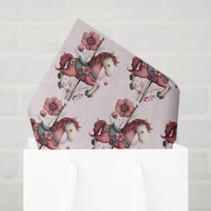 Whimsical Carousel Horse Image Pattern Tissue Paper
