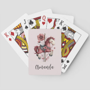 Whimsical Carousel Horse Image Poker Cards