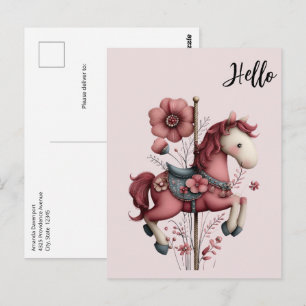 Whimsical Carousel Horse Image Postcard