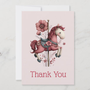 Whimsical Carousel Horse Image Thank You Card