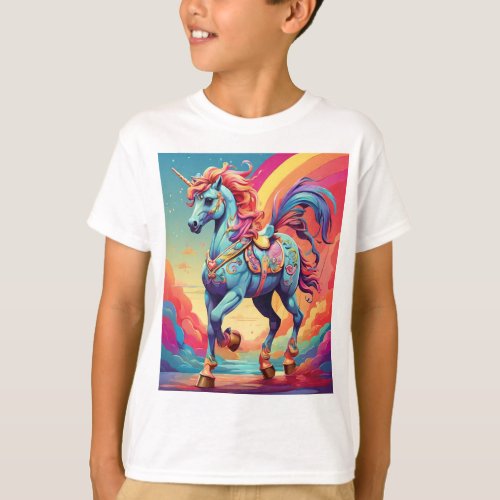 Whimsical Carousel Horse T_Shirt Design