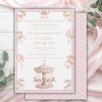 Whimsical Carousel Pink Baby Shower