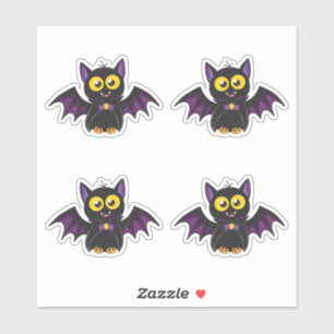 Whimsical Cartoon Bat Die Cut Vinyl Sticker