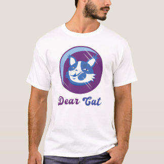 Whimsical Cartoon Cat Graphic - Charming Blue T-Shirt