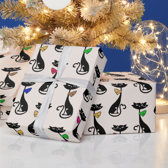Whimsical Cartoon Cat Pattern Wrapping Paper (Holidays)