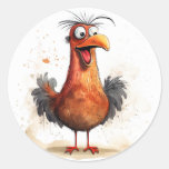 Whimsical Cartoon Chicken Classic Round Sticker