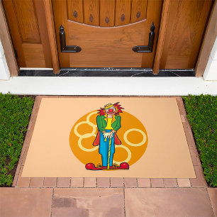 Whimsical Cartoon Clown with Bright Colors Doormat