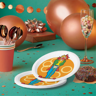 Whimsical Cartoon Clown with Bright Colors Paper Plates