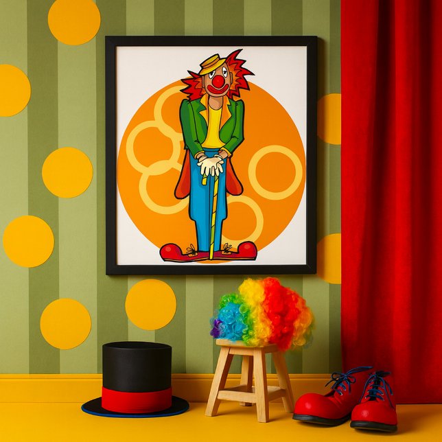 Whimsical Cartoon Clown with Bright Colors Poster (Creator Uploaded)