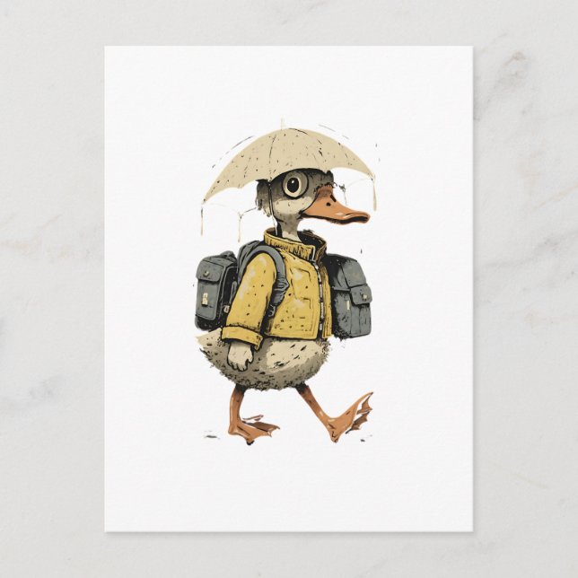 Whimsical Cartoon Duck Postcard (Front)