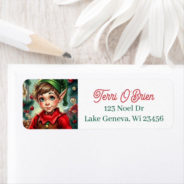 Whimsical Cartoon Elf | Christmas Label (Insitu)