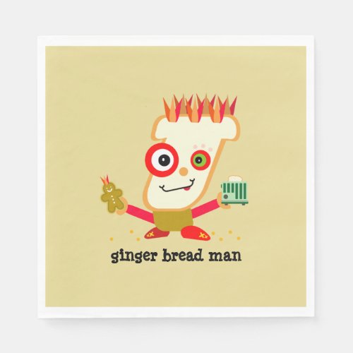 Whimsical Cartoon Ginger Bread Man Napkins