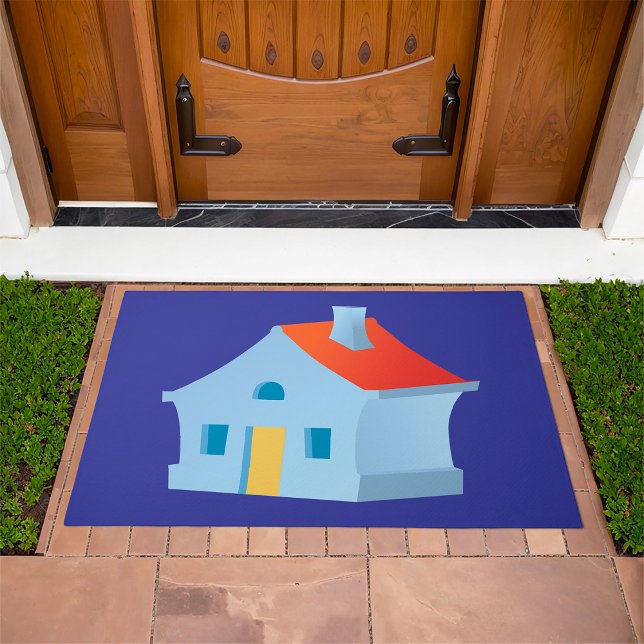 Whimsical Cartoon House Colorful Playful Home Doormat (Creator Uploaded)