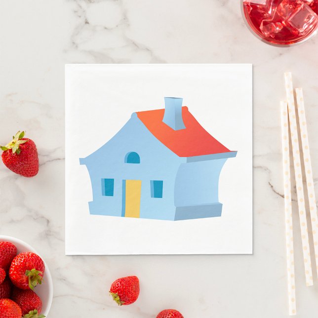 Whimsical Cartoon House Colorful Playful Home Napkins (Creator Uploaded)
