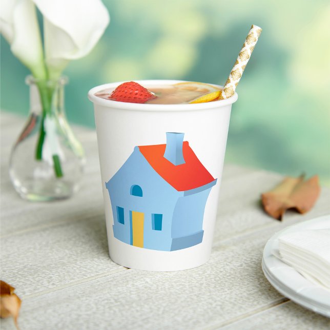 Whimsical Cartoon House Colorful Playful Home Paper Cups (Creator Uploaded)