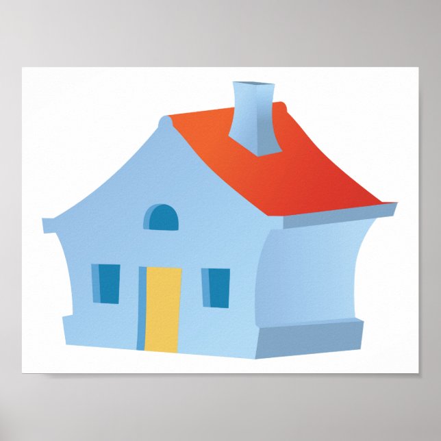 Whimsical Cartoon House Colorful Playful Home Poster (Front)