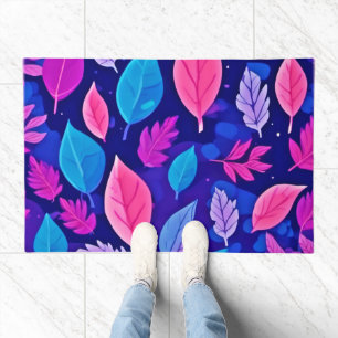Whimsical Cartoon Leaves: Purple & Pink Doormat
