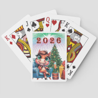 Whimsical Cartoon Pony – 2026 Holiday Celebration Poker Cards