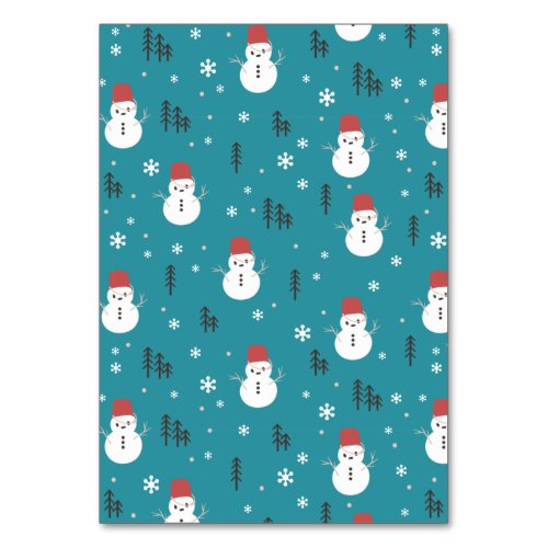 Whimsical Cartoon Snowmen in Winter Table Number