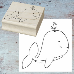 Whimsical Cartoon Whale Art Stamp