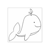 Whimsical Cartoon Whale Outline Rubber Art Stamp (Imprint)