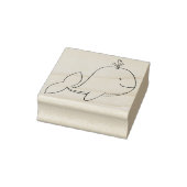 Whimsical Cartoon Whale Outline Rubber Art Stamp (Stamp)