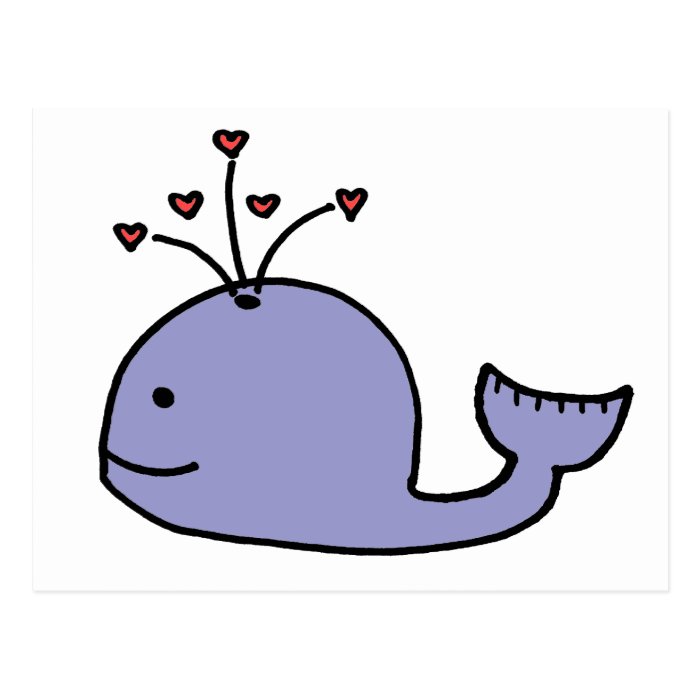 Whimsical Cartoon Whale Post Cards