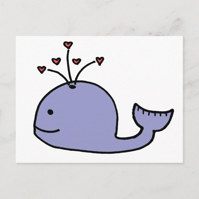 Whimsical Cartoon Whale Postcard (Front)