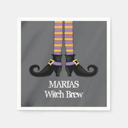 Whimsical Cartoon Witch Funny Custom Halloween Napkins